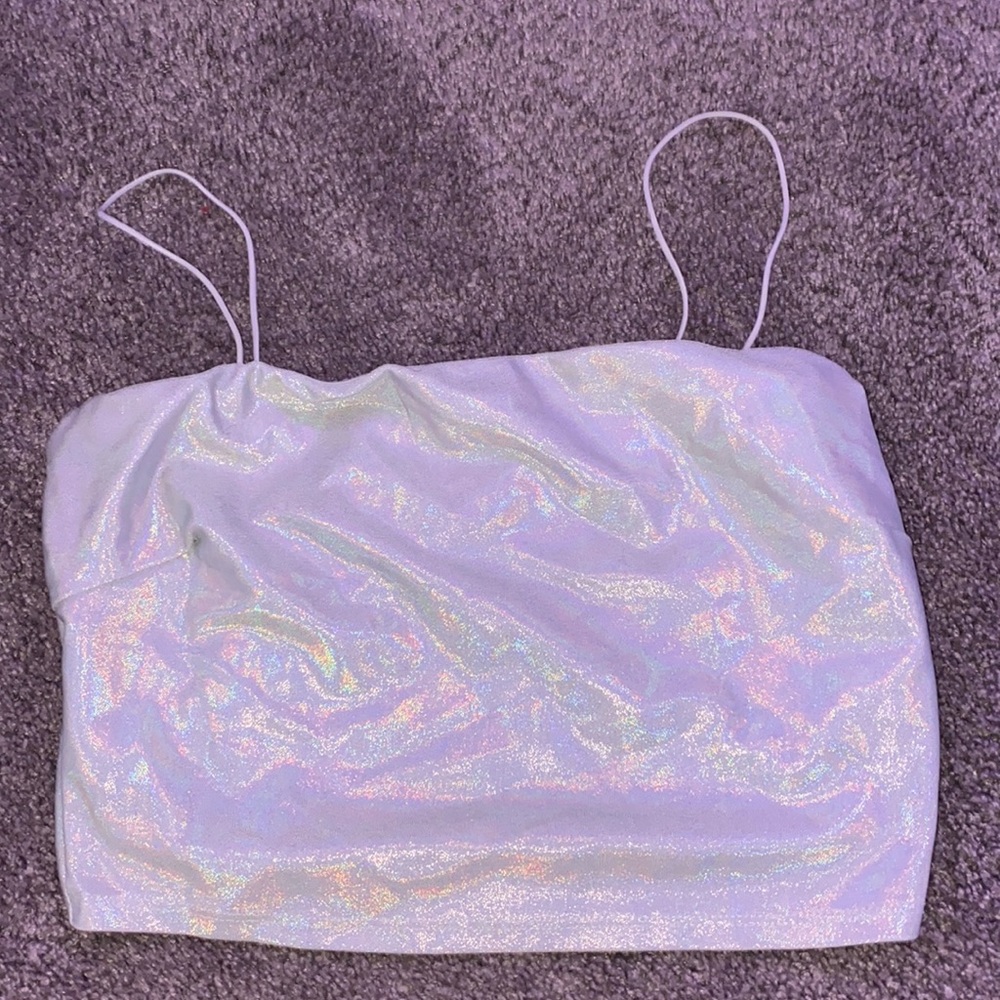 Iridescent thin strap top. Size: large and brand: Olive Tree